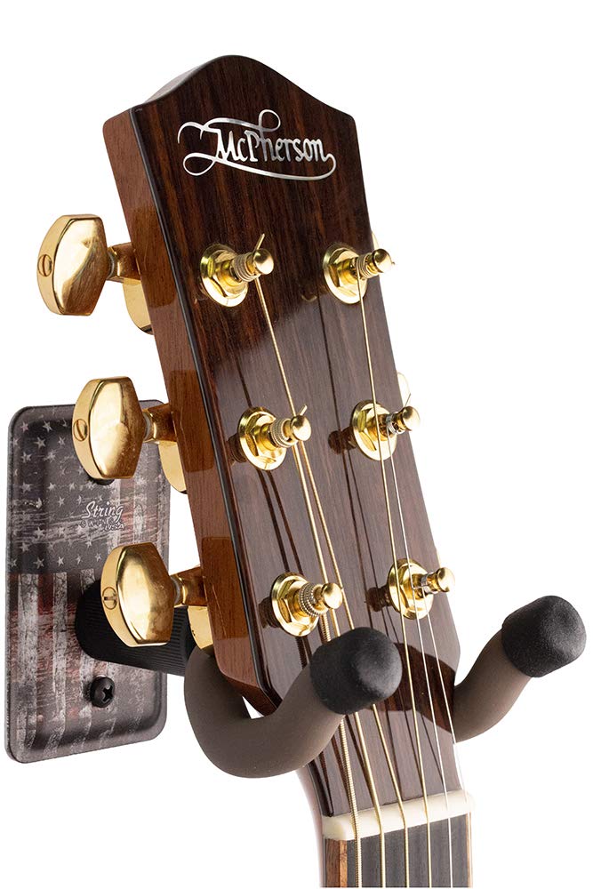 String Swing Guitar Hanger - Holder for Electric Acoustic and Bass Guitars - Stand Accessories Home or Studio Wall - Musical Instruments Safe without Hard Cases Amercian Flag Steel CC60K-FL - Image 3